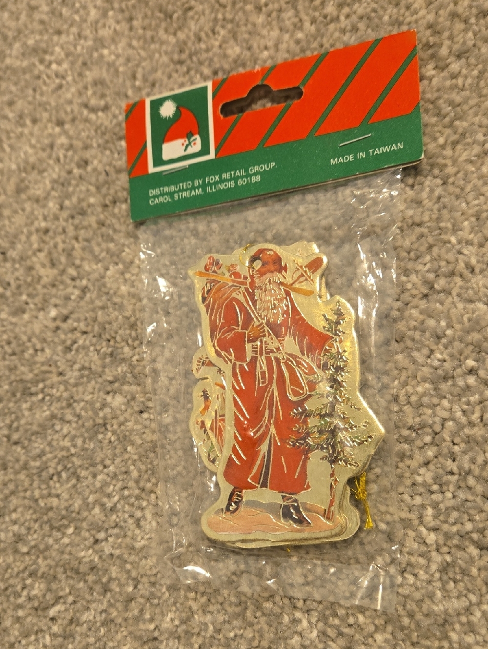 4 Vintage Santa Christmas Holiday Tree Ornaments Die Cut Cardboard Gift Tags
